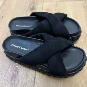 Pierre Dumas Black Crisscross Sandals